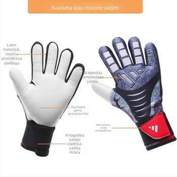 Nogometne rukavice za vratara - unisex, gumirana dlan, debeli protivklizni sloj, za treninge i utak (odrasli i mladi)