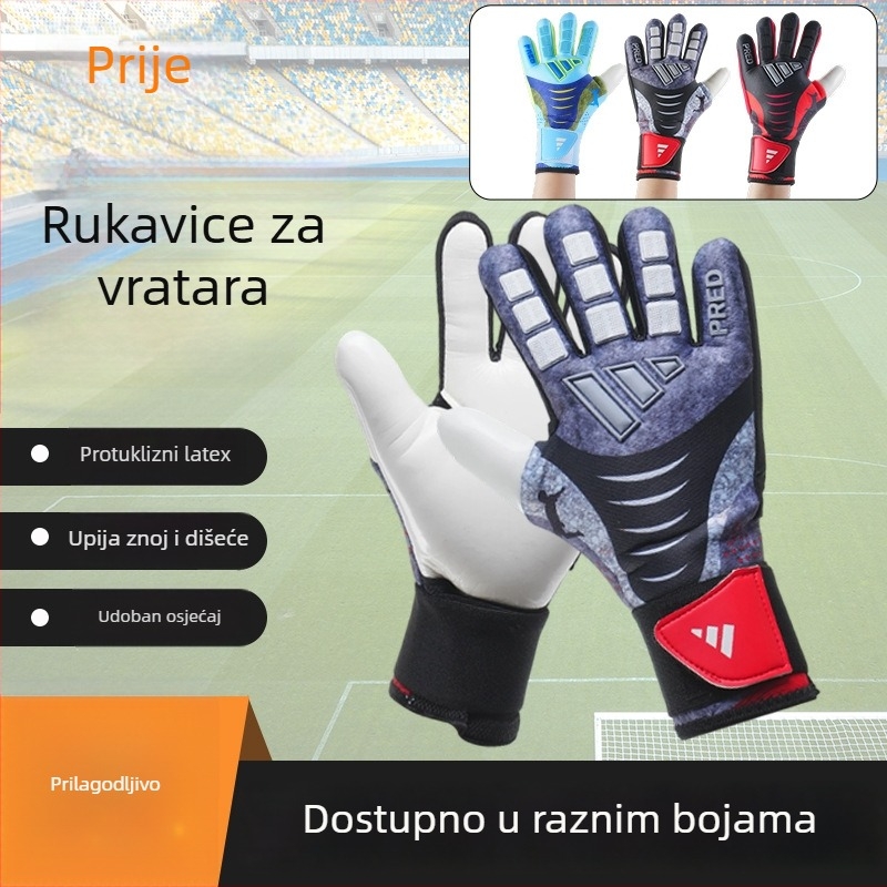 Nogometne rukavice za vratara - unisex, gumirana dlan, debeli protivklizni sloj, za treninge i utak (odrasli i mladi)