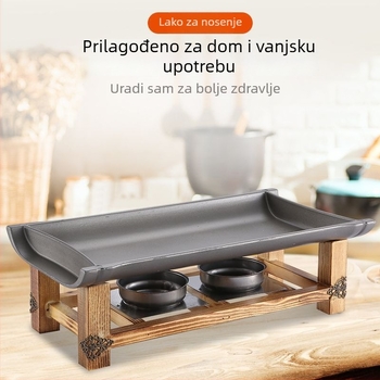 Unique korejski nezaljepivi Teppanyaki grill tiganj, kvadratnog oblika, legura, sklopivi, obrada elektroforezom