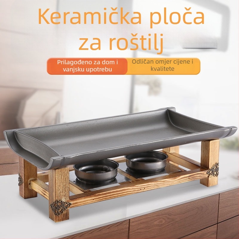 Unique korejski nezaljepivi Teppanyaki grill tiganj, kvadratnog oblika, legura, sklopivi, obrada elektroforezom
