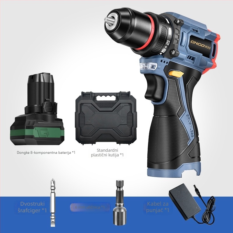 Bezkefna Li‑Ion ručna bušilica s 16.8V, pištoljska ručka, samouzákjučavajuće čeljusti, neprekidna regulacija brzine