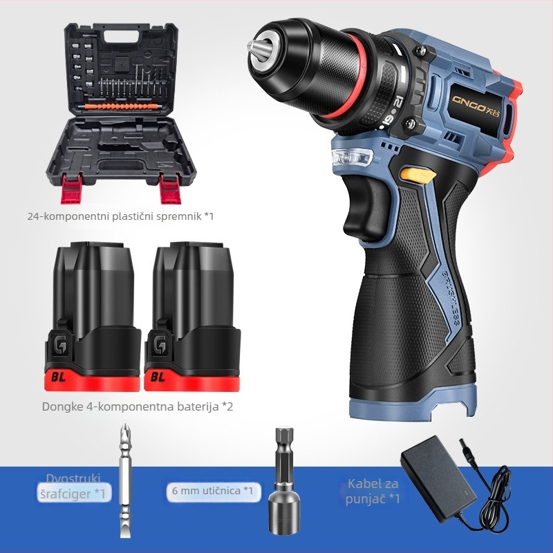 Bezkefna Li‑Ion ručna bušilica s 16.8V, pištoljska ručka, samouzákjučavajuće čeljusti, neprekidna regulacija brzine