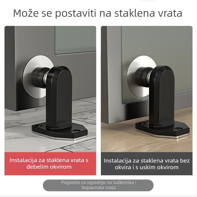 Podni magnetski zaustavljač vrata, 304 nehrđajući čelik, bez bušenja, za kupaonicu, otporan na udarce