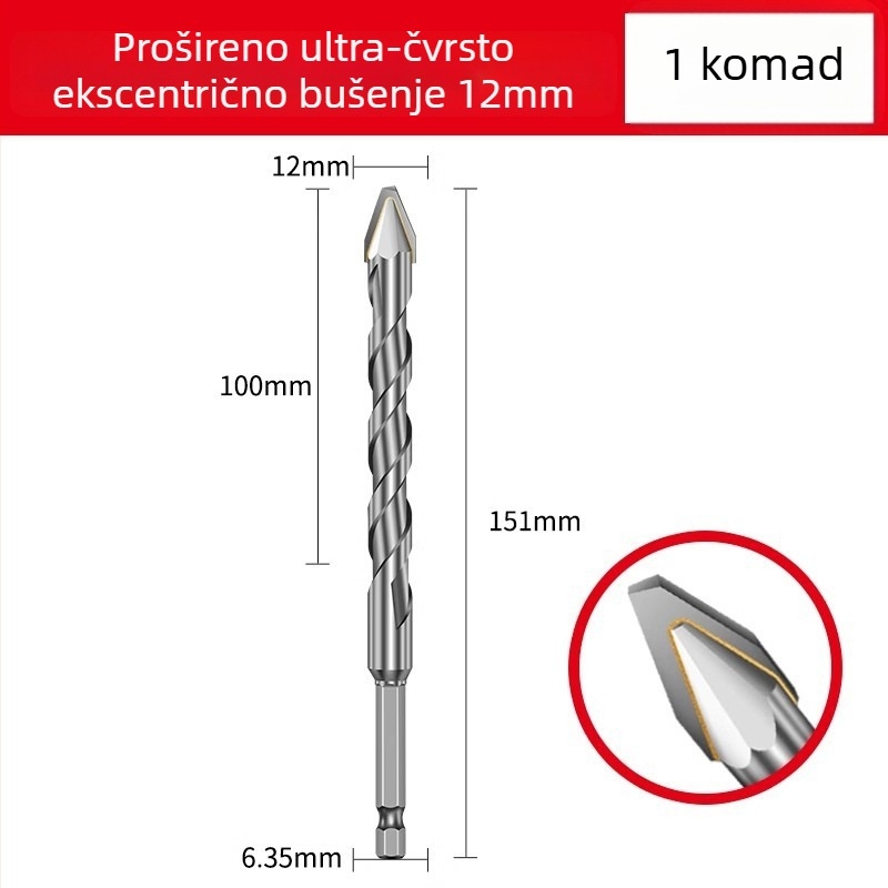 Matsuaki Vrtno svrdlo za pločice i beton – ekscentrično, nagibna glava, magnetsko, trokutasto