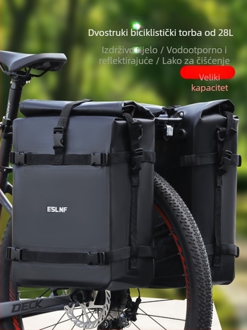 Biciklistička stražnja torba, velika zapremina 28L, PVC materijal, vodootporna, otporna na habanje i ogrebotine, model Eslnf-087