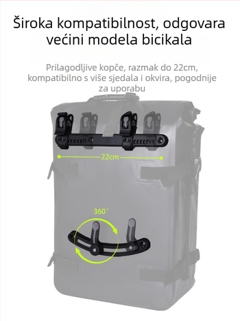 Biciklistička stražnja torba, velika zapremina 28L, PVC materijal, vodootporna, otporna na habanje i ogrebotine, model Eslnf-087