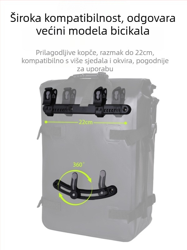 Biciklistička stražnja torba, velika zapremina 28L, PVC materijal, vodootporna, otporna na habanje i ogrebotine, model Eslnf-087