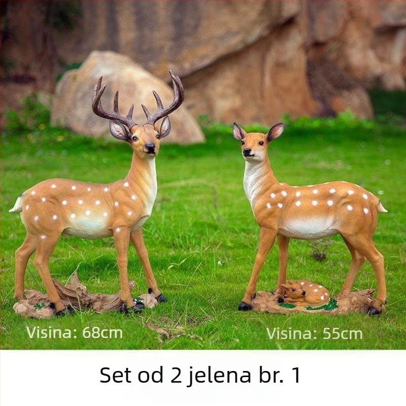 Vrtna statua jelena Sika, smola, ručno izrađena, francuski pastoralni stil, Huixiang marka