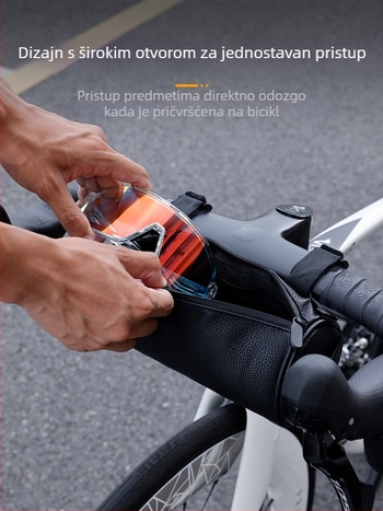 Torba za bicikl - PU kožna vodootporna torba za upravljač, prednja torba za cestovni ili planinski bicikl, kapacitet 1.8 L, model YQ-100