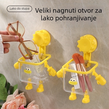 Zidni organizator za kupaonicu s usisnom čašicom, bez bušenja, 1 nivo, plastika, polirani završni sloj, nosivost do 1 kg