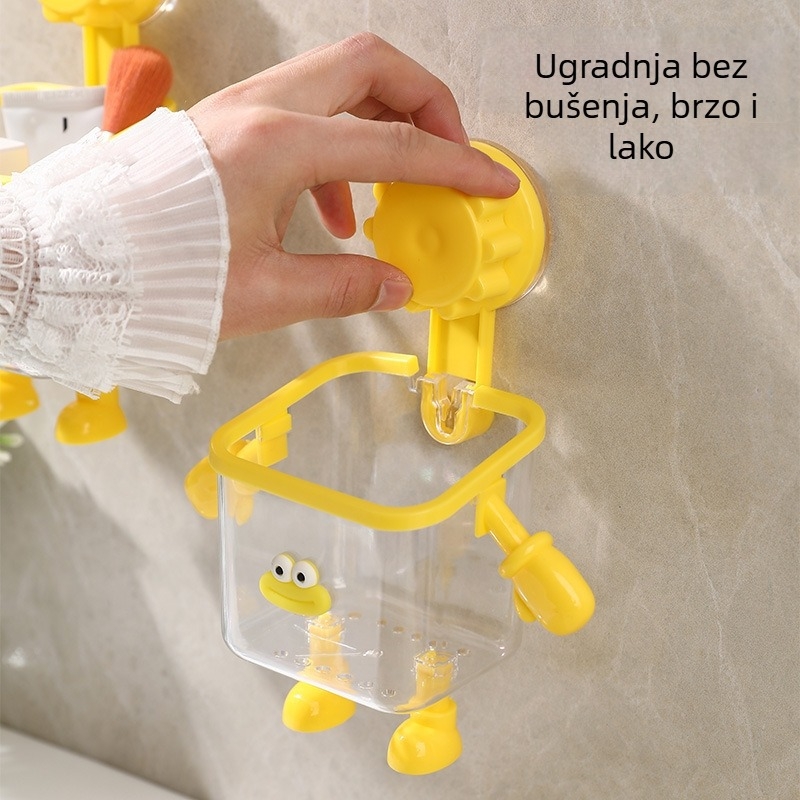 Zidni organizator za kupaonicu s usisnom čašicom, bez bušenja, 1 nivo, plastika, polirani završni sloj, nosivost do 1 kg