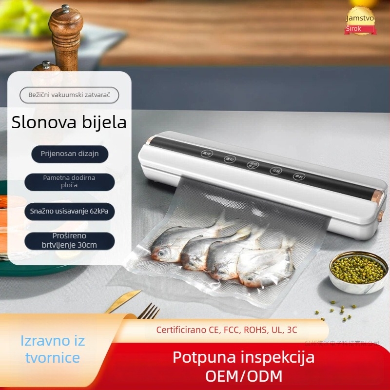 Bežično vakuumsko zatvarač s nožem za rezanje, automatski, kapacitet pakiranja 500 ml, 90W, litijska baterija, model SDW-01