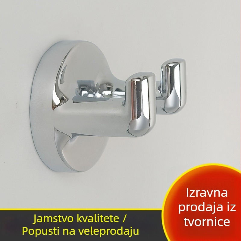 Zidni dvostruki kuka od cinkovog legura — moderni minimalistički stil, nosivost do 10–15 kg