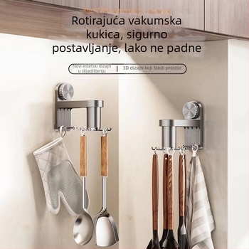 Kuhinjski zidni držač posuđa s rotirajućim kukicama, plastičan, jednostavan i moder dizajn