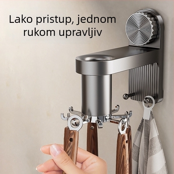 Kuhinjski zidni držač posuđa s rotirajućim kukicama, plastičan, jednostavan i moder dizajn