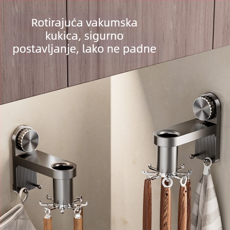 Kuhinjski zidni držač posuđa s rotirajućim kukicama, plastičan, jednostavan i moder dizajn