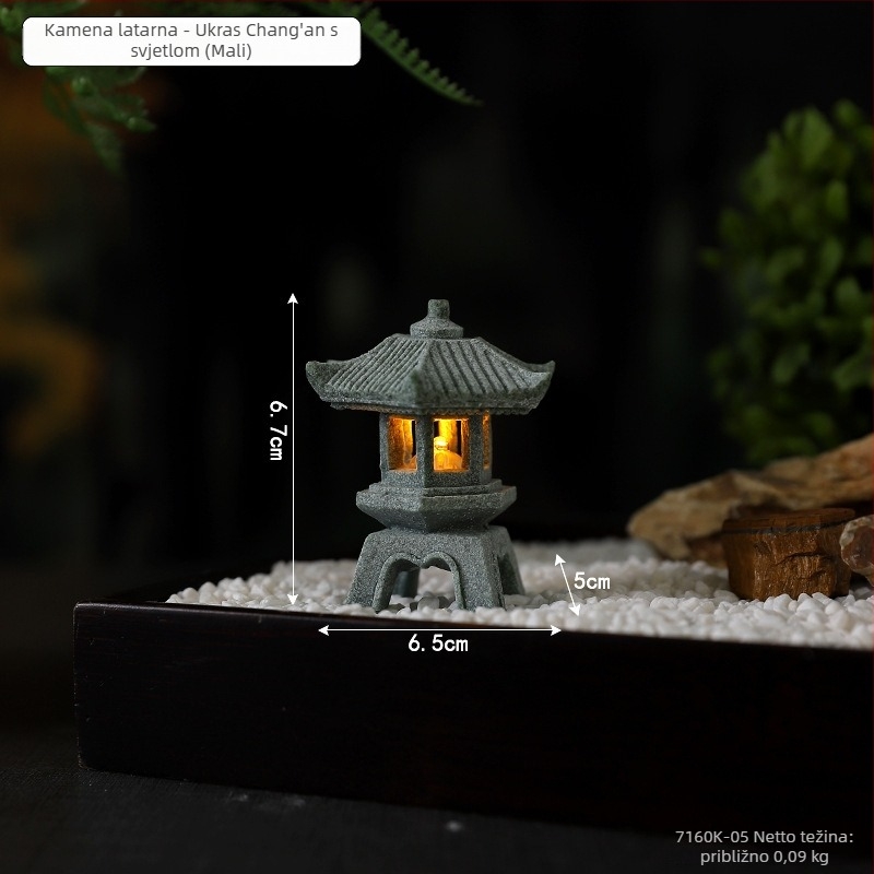 Klasični lampion od pijeskovog kamena s graviranim detaljima za stolni mikropejzaž