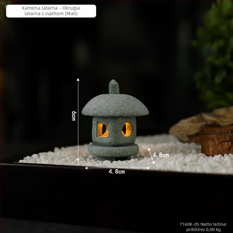 Klasični lampion od pijeskovog kamena s graviranim detaljima za stolni mikropejzaž