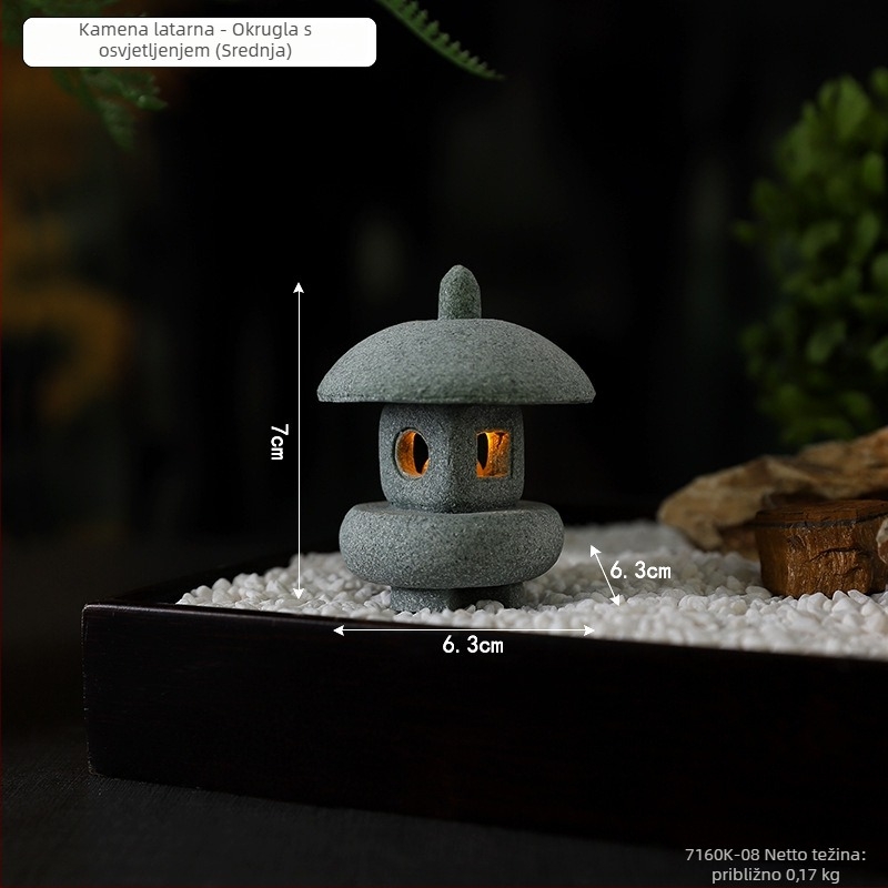 Klasični lampion od pijeskovog kamena s graviranim detaljima za stolni mikropejzaž