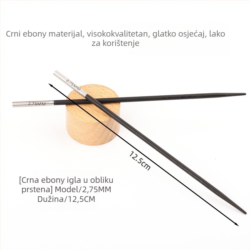 Odvojiva kručna igla za pletenje od ebanovog drveta, ručna izrada, za pletene džempere, modernog stila (Šifra: 6511002741999)