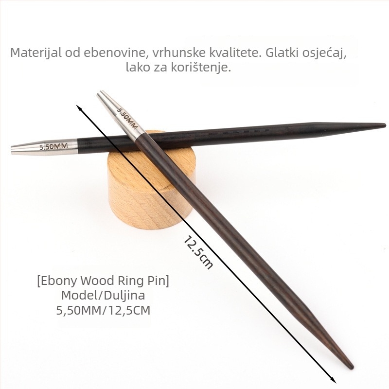Odvojiva kručna igla za pletenje od ebanovog drveta, ručna izrada, za pletene džempere, modernog stila (Šifra: 6511002741999)
