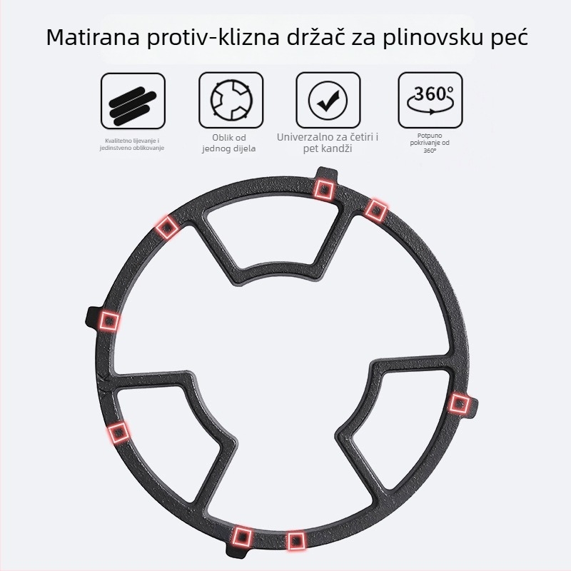 Metalni zidni držač za plinski štednjak, univerzalno za male posude, protuklizni, bez montaže