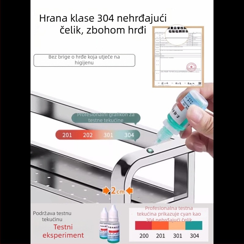 Držač za začine od 304 nehrđajućeg čelika za kuhinju – višenamjenski pravokutnog dizajna, za pohranjivanje začina