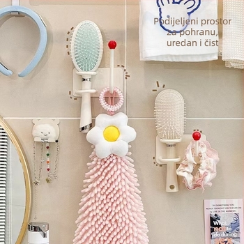 Zidni organizator dodataka za kosu za kupaonicu, plastični, polirani završni sloj, stil laganog luksuza, 90 g