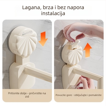 Zidni kuhinjski stalak s usisnim kukom i rotirajućim jednim kukom, PET materijal, nosivost 3–5 kg