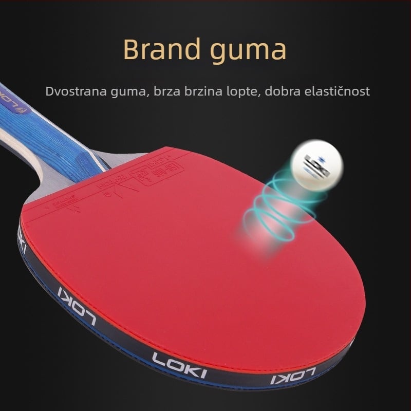 Raketa za stolni tenis za početnike — daska od čiste šume, guma s reverznim ljepilom, horizontalni udar