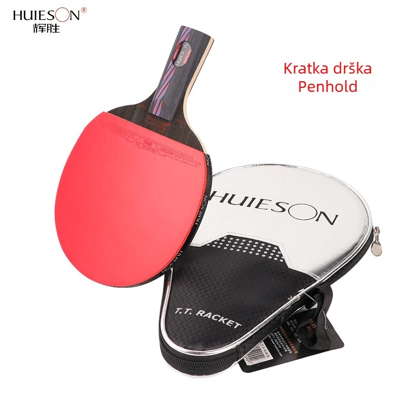 Raketa za stolni tenis Huisheng HuIESON — horizontalni udar, guma s obrnutim ljepilom, tiskano logo, privatna etiketa licencirana