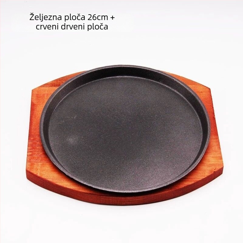 Lijena željezna Teppanyaki ploča, okrugla, neprijanjajuća površina, lako se čisti, otporna na hrđu