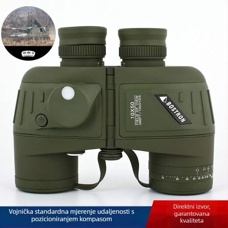Botrand 10x50 dalekozor s kompasom, mjernikom udaljenosti i HD noćnim vidom za vanjsku navigaciju