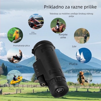 Monokularni teleskop za vanjsko promatranje — visoko povećanje, visokorezolucijska optika, prijenosan dizajn, noćni vid pri slabom osvjetljenju