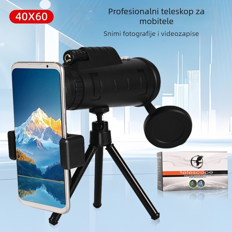 Monokularni teleskop za vanjsko promatranje — visoko povećanje, visokorezolucijska optika, prijenosan dizajn, noćni vid pri slabom osvjetljenju