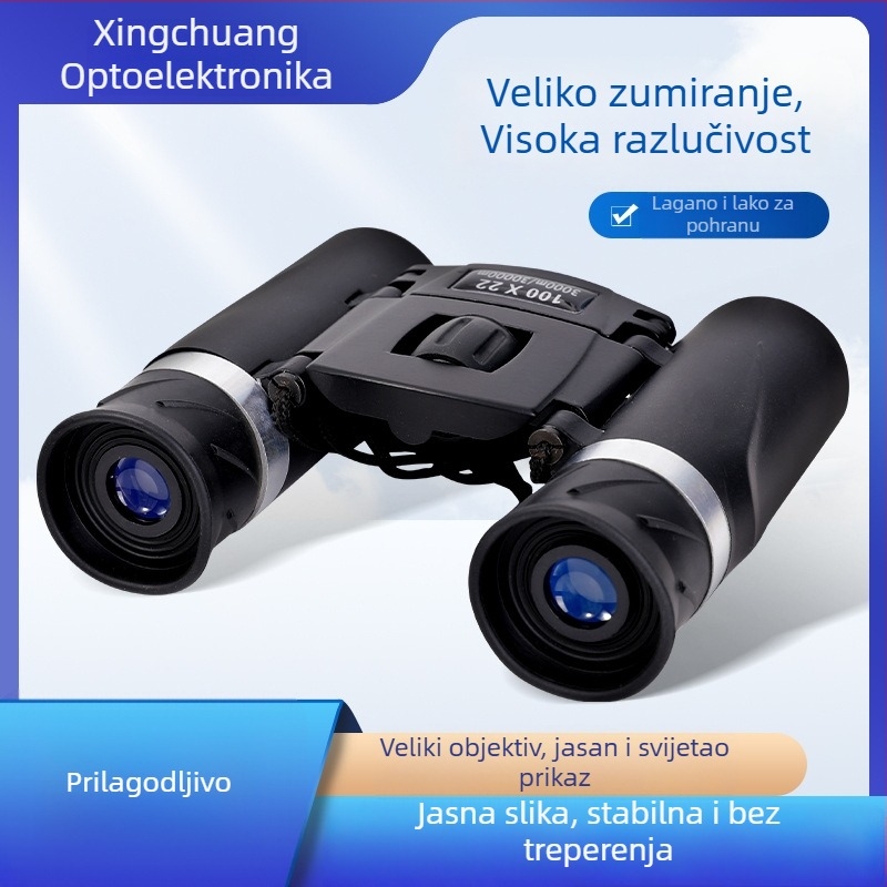 100×22 Binokulari s HD optikom, za vanjsku upotrebu, kompaktni džepni binokli