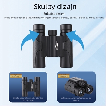 Kingopt Prijenosni binokli 6x21 i 8x21, sklopivi džepni model, HD za promatranje ptica, vidno polje 8,5°/6,5°
