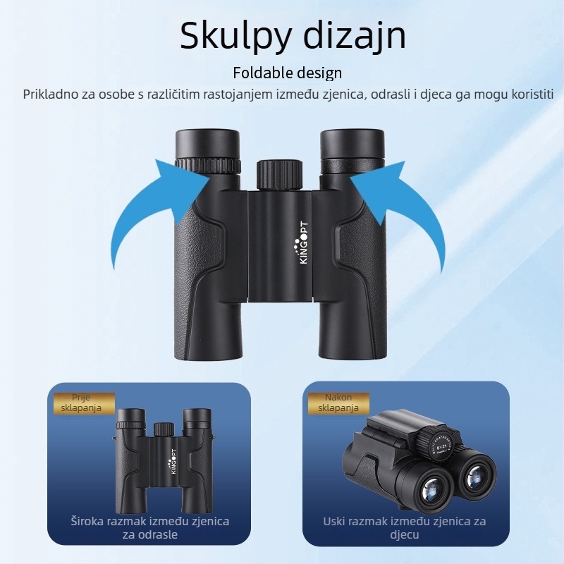 Kingopt Prijenosni binokli 6x21 i 8x21, sklopivi džepni model, HD za promatranje ptica, vidno polje 8,5°/6,5°