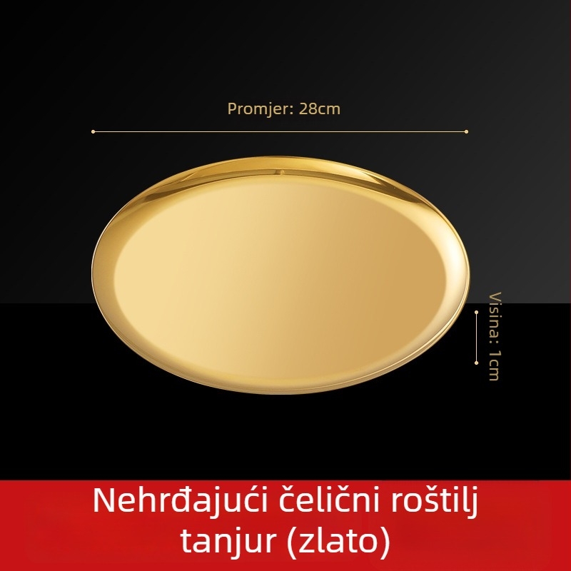 Roštilj tanjur, nehrđajući čelik, okrugli, moderan i jednostavan dizajn