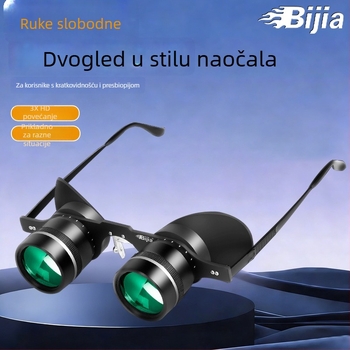BIJIA 3× teleskop u obliku naočala s pričvršćivanjem na glavu, noćno vidno pri slabom osvjetljenju, za koncerte i promatranje okolnog krajolika, HD optika