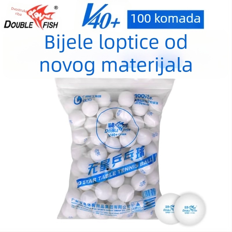 DOUBLE FISH Stolnoteniske lopte, PP materijal, 100 komada, One Star/No Star, trening lopte