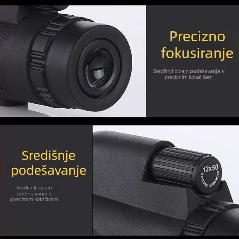 Huaxiang 12x50 monocularni teleskop širokog vidnog polja, velikog otvora, dugog fokusa i noćnog vida za fotografiranje