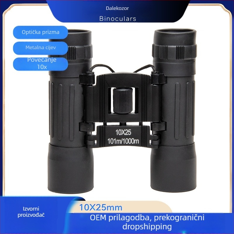Crni metalni binokular 10x25