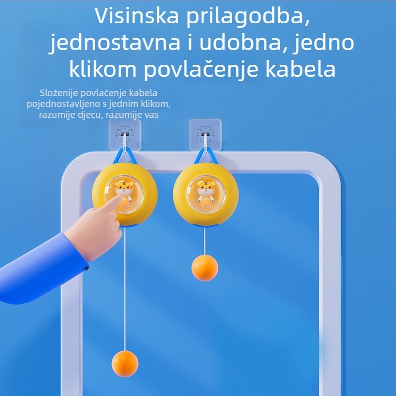 Dječji viseći trener za stolni tenis za kućnu upotrebu – PP materijal, tiskani logotip, mogućnost prilagodbe, poboljšava koordinaciju ruka-oko