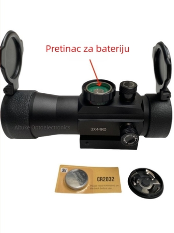 Monokularni teleskop s preklopnim poklopom, 3x povećanje, 44 mm objektiv, ručno podešavanje, crveno-zelena točka retikula