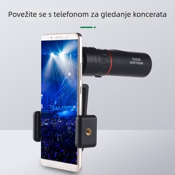 Dječji monocularni teleskop, mali vanjski teleskop za astronomiju, povećanje 8–12x, vidno polje 0,8°, izlazna zjenica 2,3 mm, razmak oka 2,5 cm