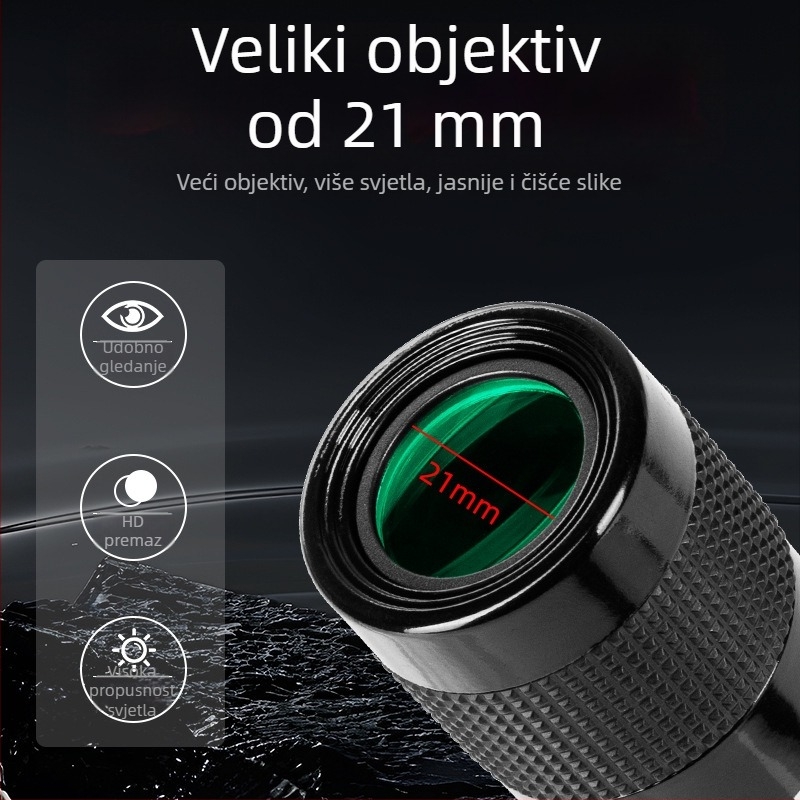 Monokularni teleskop s promjenjivim povećanjem 10-30x, 21 mm objektiv, noćni vid pri slabom osvjetljenju, lagan i kompaktan