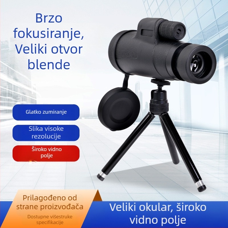 10x42 monokularni teleskop s velikim okularom, visoka kvaliteta noćnog vida za fotografiranje mobitelom