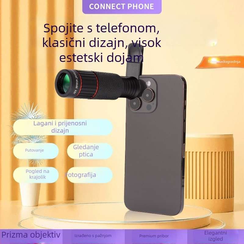 Monokularni teleobjektiv za pametni telefon, 18–64× zum, HD profesionalno fotografiranje