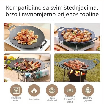 Okrugli grill tiganj od Maifan kamena, neprijanjajući, od željeza, višenamjenski, prijenosni, jednostavni za čišćenje